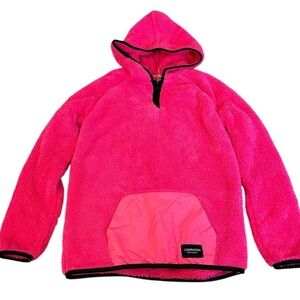 Calvin Klein Hoodie Girls Size L 14/16 Pink Fuzzy Sherpa Pullover Quarter Zip
